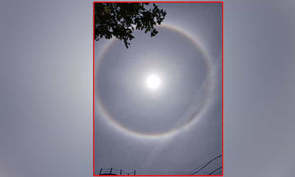 సూర్యుడి చుట్టూ వింతవలయం.. ఆశ్చర్యపోయిన జనం