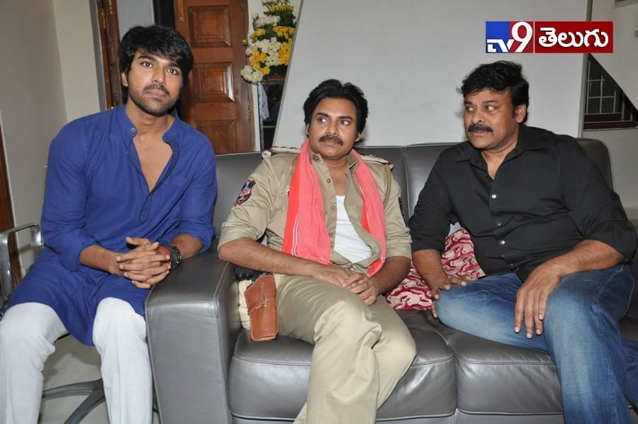 Power Star Pawan Kalyan Meets Mega star Chiranjeevi and Ram Charan at his House Ultra HD Photos