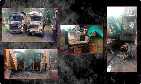 రెచ్చిపోయిన మావోయిస్టులు.. ఆరు వాహనాలు దగ్ధం..