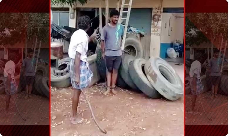 చెట్టుకు కట్టేసి కొట్టారు.. ఆ వీడియోను షేర్ చేశారు..