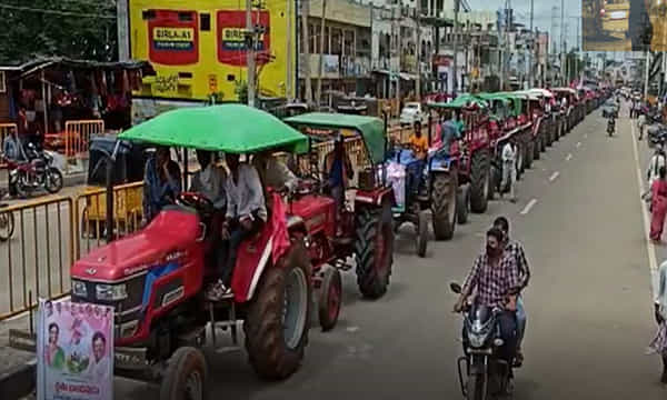 తెలంగాణ అన్నదాత సమరోత్సాహం.. ఎడ్లబండ్లు, ట్రాక్టర్ల ర్యాలీలు