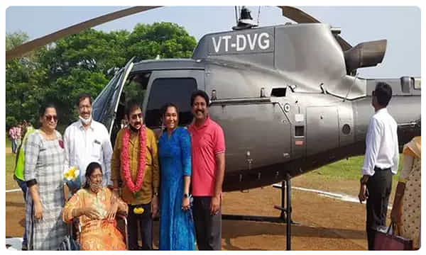 హెలికాఫ్టర్లో పెళ్లికి వెళ్లిన ఎన్ఆర్ఐ ఫ్యామిలీ... కేసు నమోదు