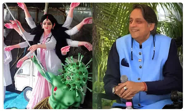 దుర్గామాత చేతిలో కరోనా వైరస్ హతం, కాంగ్రెస్ నేత శశిథరూర్ ఫిదా