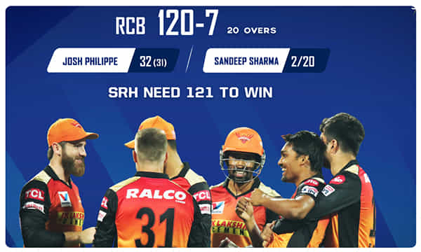 RCB vs SRH తేలిపోయిన బెంగళూరు..సన్రైజర్స్ టార్గెట్ 121