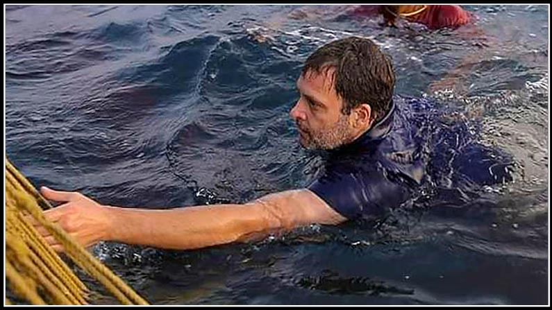 rahul gandhi jumps into sea in kerala, kerala, kollam, congress leader rahul gandhi, sea, swim, fishermen, fish, rahul swim,