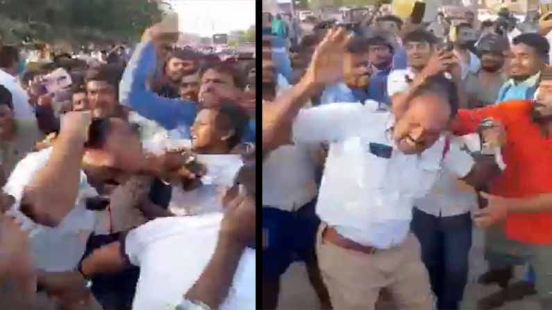 Mob attacks traffic police: పోలీసు తనిఖీలు చేస్తుండగా, బైకిస్టు దుర్మరణం.. ట్రాఫిక్‌ పోలీసులను చితబాదిన స్థానికులు