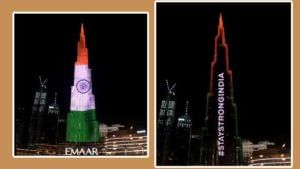 Support to India: 'స్టే స్ట్రాంగ్ ఇండియా' అంటూ వెలుగుల సందేశం ఇచ్చిన ప్రపంచంలోనే ఎత్తైన భవనం బుర్జ్ ఖలీఫా
