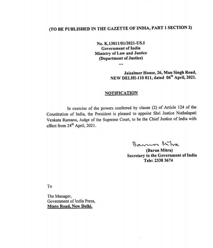 President Appoints Justice Nv Ramana As Cji