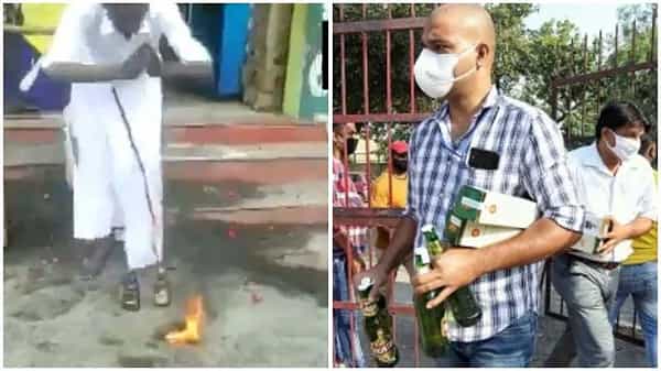 Viral Video: చాలా గ్యాప్ తరువాత తెరుచుకున్న మద్యం దుకాణాలు.. మందు బాటిల్కు పూజలు.. వీడియో వైరల్..