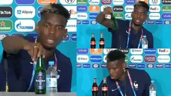 Paul Pogba: మీడియా సమావేశంలో స్పాన్సరర్ హీనెకెన్ బీర్ బాటిల్ పక్కన పెట్టిన ఫ్రెంచ్ స్టార్ పాల్ పోగ్బా