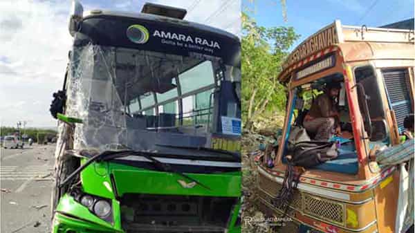 Accident : అమర్ రాజా కంపెనీ బస్పు - లోడు లారీ ఢీ.. 15 మందికి గాయాలు. నాయుడుపేట జాతీయ రహదారి మీద యాక్సిడెంట్