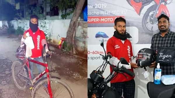 He is inspiration: సైకిల్ మీద ఫుడ్ డెలివరీ ఇస్తున్న బాయ్ కు అండగా నిలిచిన ఫేస్ బుక్ పేజీ సభ్యులు.. మోటార్ సైకిల్ అందజేత ఎక్కడంటే