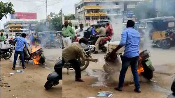 Electric Scooter Fire: రోడ్డుపై వెళ్తోన్న ఎలక్ట్రిక్ స్కూటీలో భారీగా ఎగిసిపడ్డ మంటలు