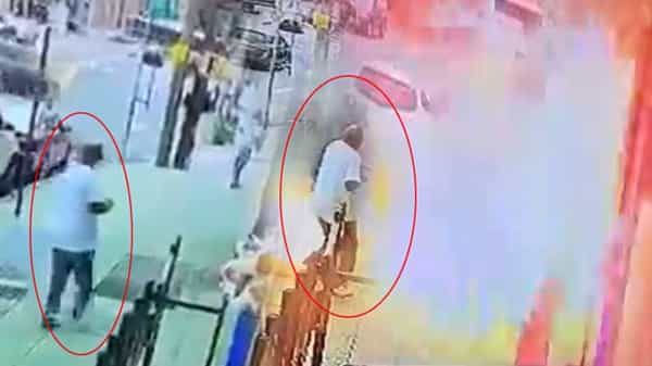 Viral Video: ఫుట్పాత్పై ఊహించని ప్రమాదం.. భారీ పేలుడుతో ఎగిసిపడ్డ మంటలు.. షాకింగ్ వీడియో!