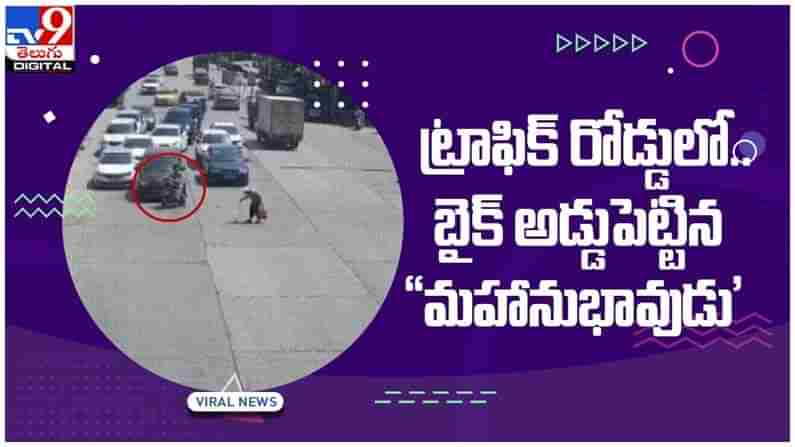 ట్రాఫిక్‌ సిగ్నల్‌ గ్రీన్‌లైట్ పడగానే బండి అడ్డుపెట్టిన బైకర్‌.. నెటిజన్ల ప్రశంసలు