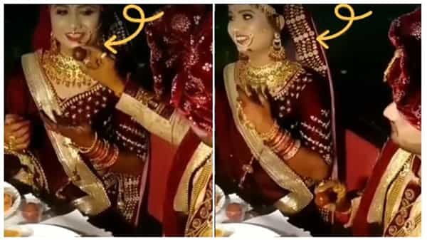 VIRAL VIDEO: వధువుకి గులాబ్ జామ్ తినిపించాలని ప్రయత్నించాడు..! పాపం అతడి వల్ల కాలేదు..