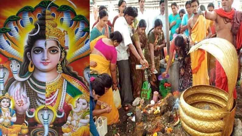 నాగపంచమి జరుపుకోవడానికి పురాణాల కథనం ప్రకారం ఆదిశేషుని సేవకు మెచ్చిన విష్ణుమూర్తి ఏదైనా వరం కోరుకోమన్నాడు. అందుకు ఆనందంతో ”తాము ఉద్భ వించిన పంచమి రోజు సృష్టిలోని మానవాళి సర్ప పూజలు చేయాలని” ఆదిశేషుడు వరం కోరుకున్నాడు. ఆదిశేషుని కోరికని మన్నించి మహావిష్ణువు ఈ నాగుల పంచమి రోజు సర్ప పూజలు అందరూ చేస్తారని వరం ఇచ్చాడు.