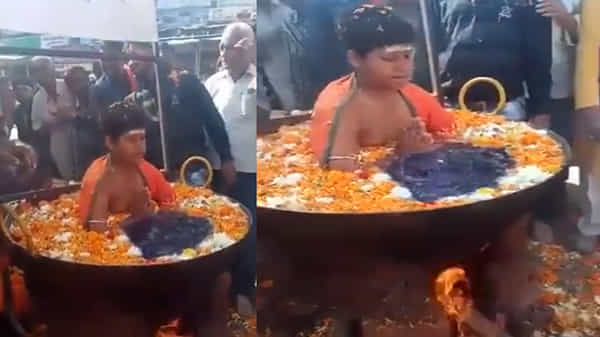 viral video : అమ్మో వీడు మామూలోడు కాదుగా... సలసల కాగే నీళ్లలో సరదాగా కూర్చున్న బుడ్డోడు..