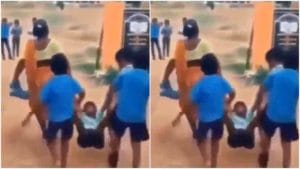 Viral Video: చిన్నారి కాళ్లు, చేతులు కట్టేసి లాక్కెళ్తున్న మరికొందరు పిల్లలు.. కారణం తెలిస్తే నవ్వు ఆపుకోలేరంతే..