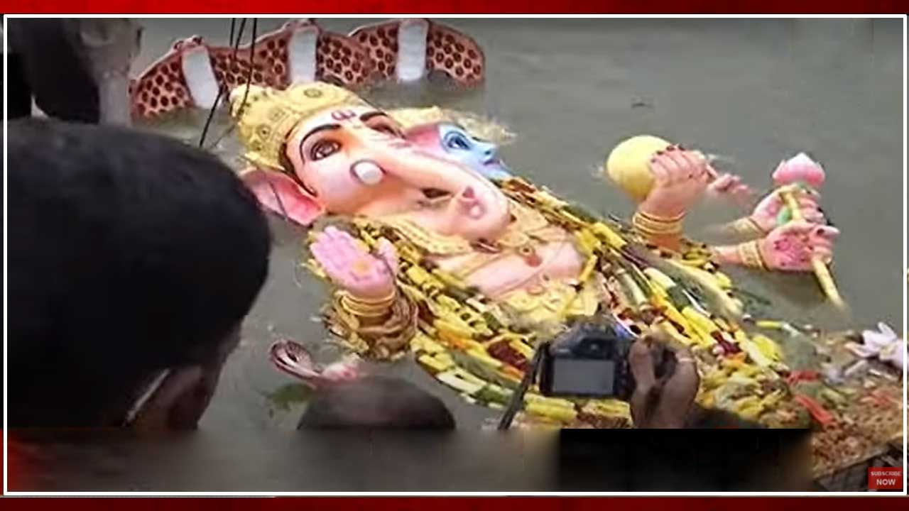 Khairatabad Ganesh Nimajjanam: గంగమ్మ ఒడిలోకి పంచముఖ రుద్ర మహా గణపతి.. ముగిసిన ఖైరతాబాద్‌ గణేశుడి నిమజ్జనం..