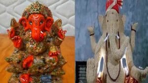 Soybean Ganesh Idol: గణపతి మండపంలో కొలువుదీరిన సోయాబీన్ గణేశుడు.. కేవలం రూ. 1000 లతో తయారీ.. ఎక్కడంటే..