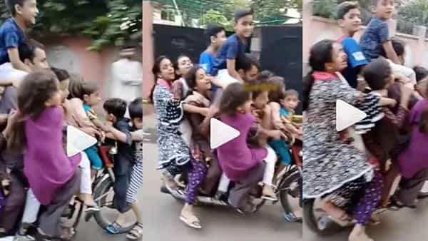 Viral Video: ఒక్క బైక్పై 13 మంది చిన్నారుల ప్రయాణం.. ఓరయ్యా ఏం చేద్దామనుకుంటున్నావ్ వారిని..!