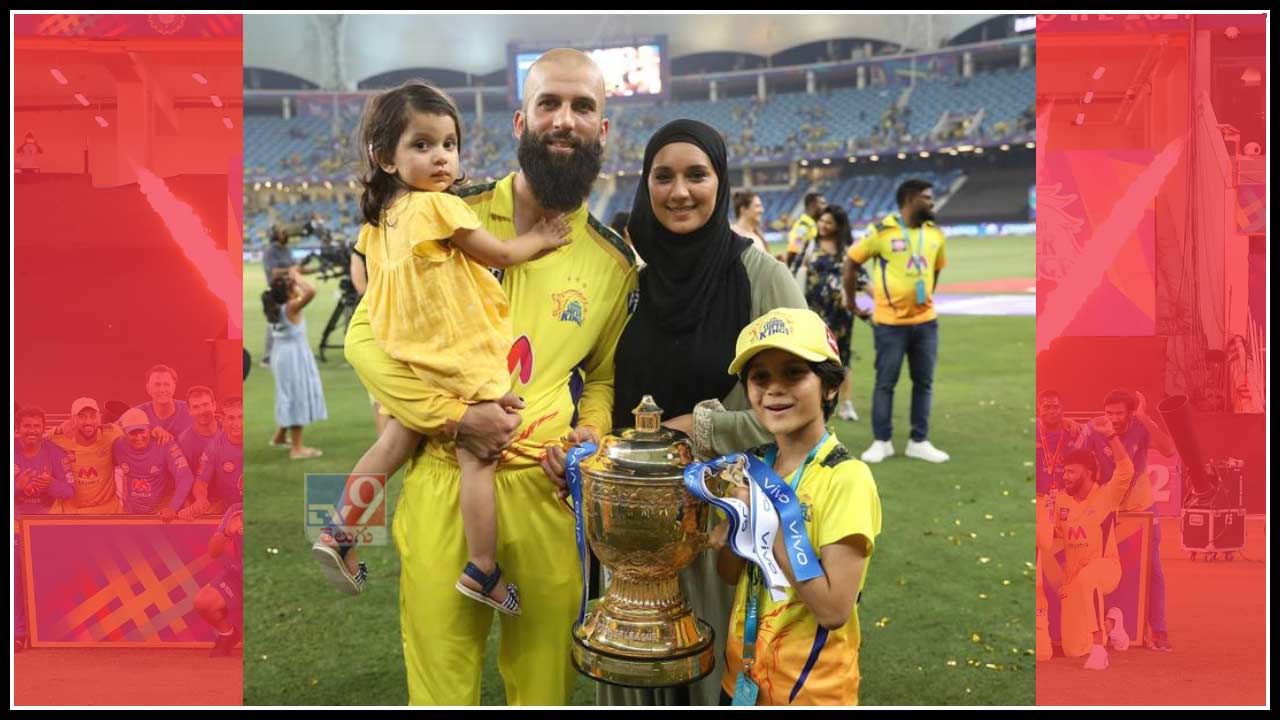 Csk All Rounder Moeen Ali With His Wife Firoza, Son Abu Bakr And Daughter Haadiya