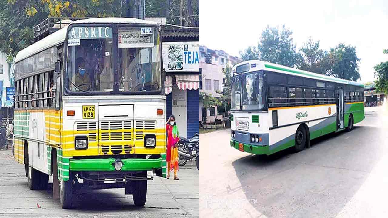 APSRTC : ఏపీలోని పల్లె వెలుగు బస్సులకు సరికొత్త అందాలు.. రంగులు మార్చుకుంటున్న వైనం..