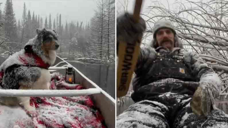 Dog Riding Boat: మంచు కురిసే వేళలో బోట్‌ రైడింగ్‌. యజమానితో పాటు ఎంజాయ్ చేస్తోన్న కుక్క..