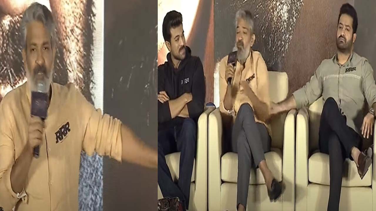 Rajamouli: ఆ విషయాలను చెబుతూ తారక్, చరణ్ పై జక్కన్న కంప్లైంట్.. రాజమౌళిని గట్టిగా గిల్లిన ఎన్టీఆర్.. వీడియో..