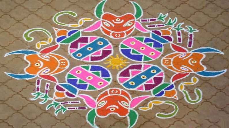సంక్రాంతికి వాకిట్లో రంగురంగులతో అందమైన ముగ్గులు , డిజైన్స్ 