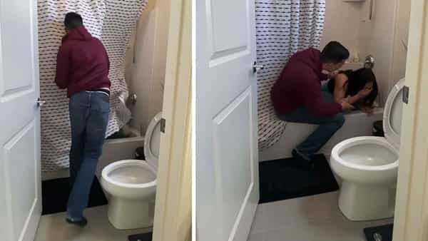 Viral Video: బాత్రూమ్లో దాక్కున్న ప్రియురాలు.. ముఖంపై పంచ్లు కురిపించిన ప్రియుడు.. వైరల్ అవుతున్న వీడియో..