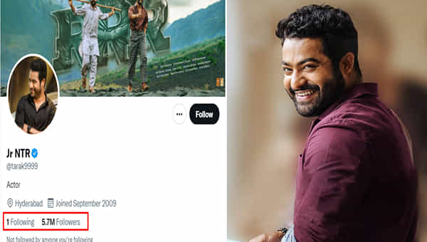 NTR: ట్విట్టర్లో ఎన్టీఆర్ను ఫాలో అయ్యేది 57 లక్షల మంది.. ఆయన ఫాలో అయ్యేది మాత్రం ఒక్కరినే, ఇంతకీ అతనెవరంటే..