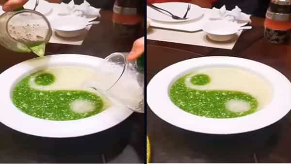 Viral Video: ఈ సూప్ స్పెషాలిటీ.. రెండు వేర్వేరు కలర్ సూప్లతో చైనా చిహ్నం.. వీడియో వైరల్