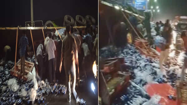 Hyderabad: కూల్డ్రింక్ లారీ బోల్తా.. కట్ చేస్తే పోలీసులు వచ్చేసరికి షాకింగ్ సీన్.. వైరల్ వీడియో