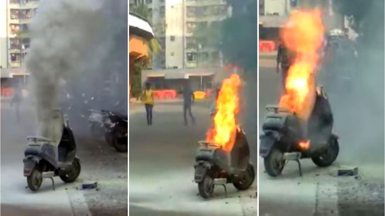 Viral Video: నడిరోడ్డుపై దగ్దమైన ఎలక్ట్రిక్ బైక్.. వీడియో చూస్తే గుండె గుభేల్..