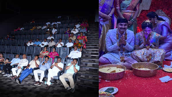 కాలం మారింది గురూ..! ఆన్ లైన్ లో పెళ్లి.. 70mm స్క్రీన్ ముందు కూర్చుని కన్యాదానం చేసిన వధువు తల్లిదండ్రులు