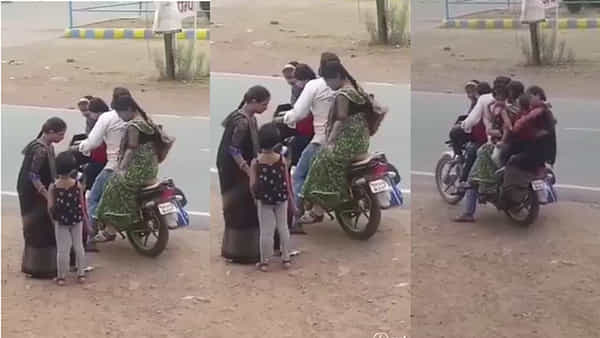 Viral Video: ప్రాణాలను సైతం లెక్కచేయని వాహనదారులు.. ఒకే బైక్ మీద ఏడుగురు ప్రయాణం.. షాకింగ్ వీడియో వైరల్..