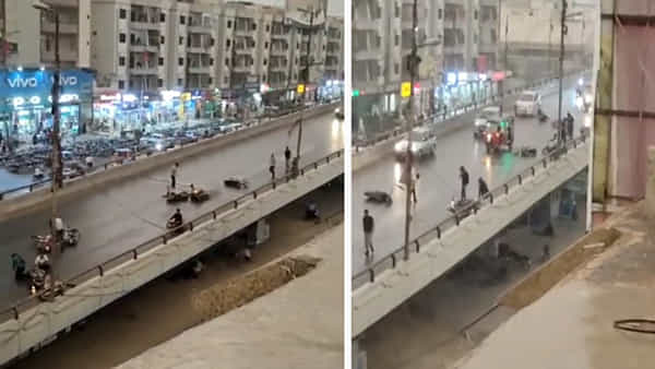 Viral Video: హైవే పై భారీ ప్రమాదం.. ఏకకాలంలో 10-15 బైక్లు జారిపడిన వైనం.. షాకింగ్ వీడియో వైరల్