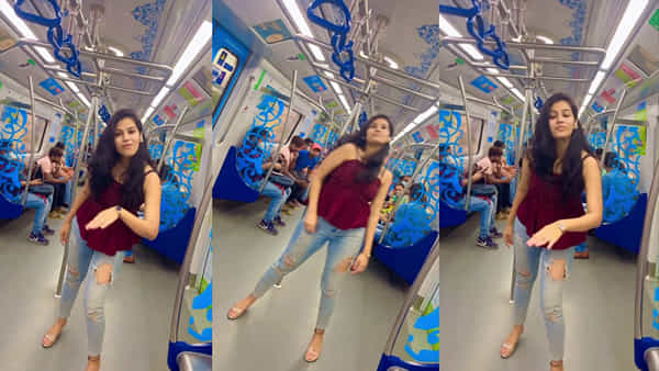 Hyderabad Metro Rail: మెట్రో స్టేషన్లో కాదు.. ఏకంగా రన్నింగ్ ట్రైన్లోనే ఇరగదీసింది.!