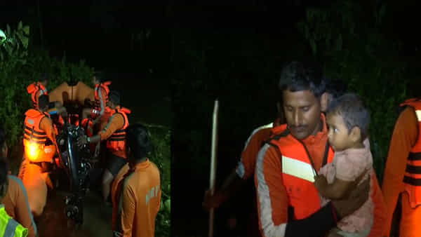 Gandipet Floods: గండిపేట్ వరదల్లో చిక్కుకున్న కుటుంబం... కాపాడిన ఎన్డీఆర్ఎఫ్ బృందం