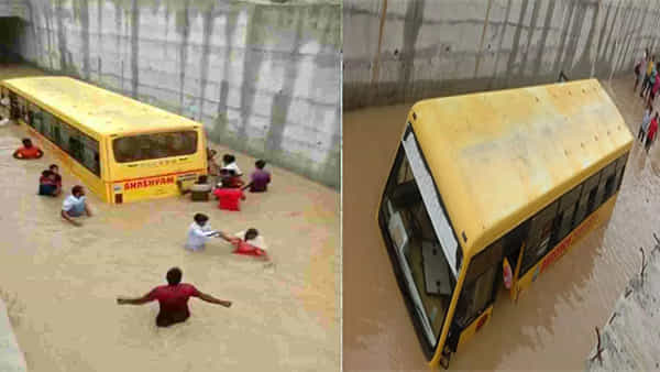 School Bus: వరద నీటిలో చిక్కుకుపోయిన స్కూల్ బస్సు.. విద్యార్థులను రక్షించిన స్థానికులు