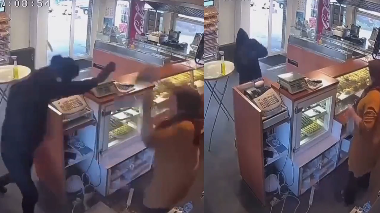 viral video: బేకరీలో దోపిడీకి వచ్చిన దొంగ..  అడ్డగించిన మహిళ ఏం చేసిందంటే