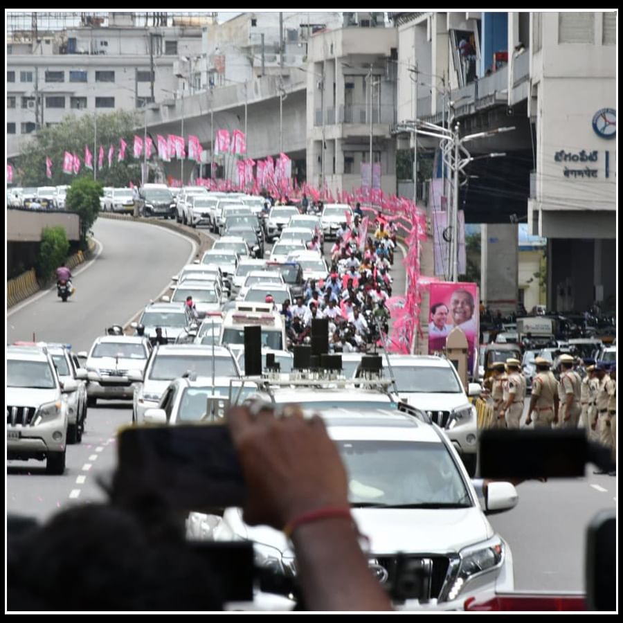 Yashwant Sinha Hyderabad Tour: హైదరాబాద్ లో  యశ్వంత్ సిన్హాకు ఘనస్వాగతం పలికిన  సీఎం కేసీఆర్.. భారీ ర్యాలీ ఫొటోస్..