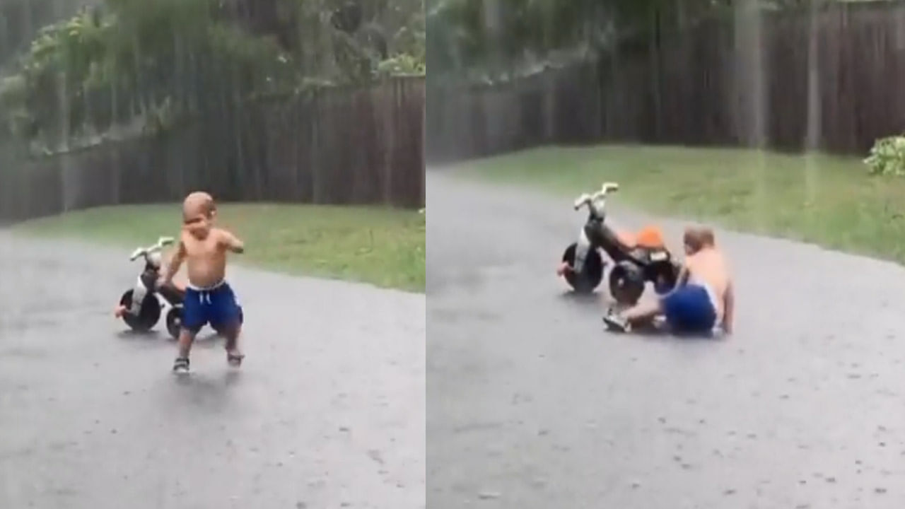 Video Viral: ప్రపంచాన్నే గెలిచేసినంత ఆనందం.. ఇంతకన్నా ఏం కావాలి.. వానలో తడుస్తూ, కేరింతలు కొడుతూ