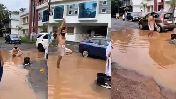 Viral News: రోడ్ల దుస్థితిపై వినూత్న నిరసన.. రోడ్డుమీది గుంతలోనే అన్ని చేసేస్తున్నాడు..! ఐడియా అదిరింది గురూ..