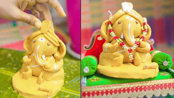 Green Ganesha: ఈ హీరోయిన్లో ఇంత మంచి ట్యాలెంట్ కూడా ఉందా.? పసుపు, పిండితో గణేషుణ్ని ఎంత బాగా చేసిందో చూడండి..
