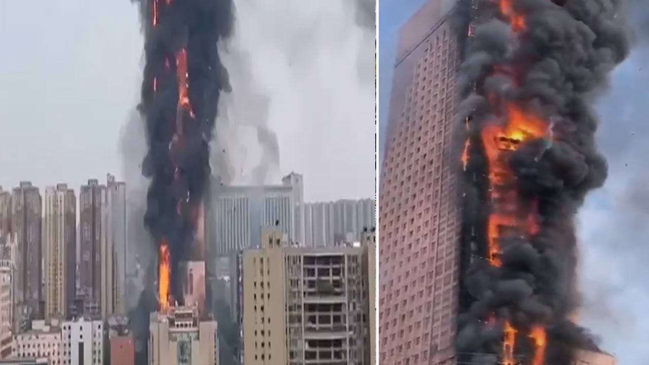 China Skyscraper Fire: చైనా ఆకాశహర్మ్యంలో భారీ అగ్నిప్రమాదం.. కాలిపోతున్న డజన్ల కొద్దీ అంతస్తులు.. మంటలు ఆర్పేందుకు శ్రమిస్తున్న సిబ్బంది