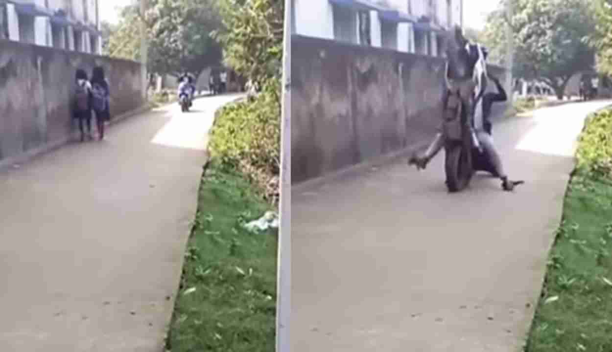 Viral Video: బైక్ స్టంట్ చేసి అమ్మాయిల ముందు హీరో అవుదామని జీరోలైన అబ్బాయిలు .. ఫన్నీ వీడియో వైరల్