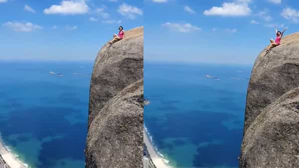 Viral Video: సెల్ఫీ కోసం అమ్మాయి పర్వతం చివరి అంచున ఫోజులు.. పిచ్చి పీక్ స్టేజ్ కి వెళ్ళిందంటున్న నెటిజన్లు
